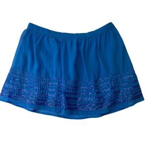 Hollister Womens Large Electric Blue Holographic Sequin A-Line Micro Mini Skirt